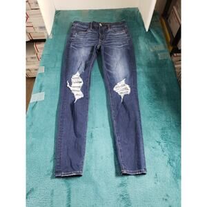 American Eagle Jeans Size 6 Womens Blue Stretch Pants Denim High Rise Jegging